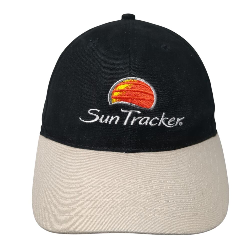 Sun Tracker Strapback Baseball Cap Black One Size Adjustable Embroidered 6 Panel